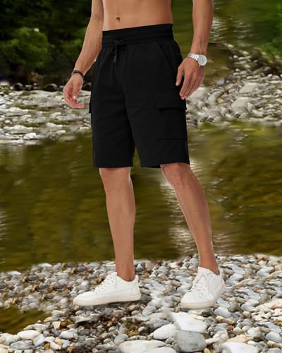 HMIYA Kurze Hosen Herren Cargo Shorts Baumwolle Bermuda Shorts Sommer Cargohose Herren kurz mit Taschen