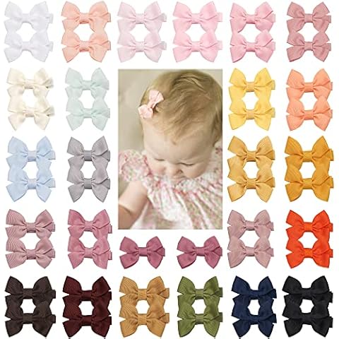 JOYOYO 50pcs Baby Girls Hair Clips for Thin Hair, Non-Slip Baby Barrettes, Hair Clips for Toddler Girls, Infant Hair Bows - 25 Colors Set Cover