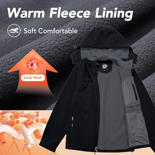 FARVALUE Men's Hooded Softshell Jacket Water Resistant Lightweight Insulated Fleece Lined Windbreaker3