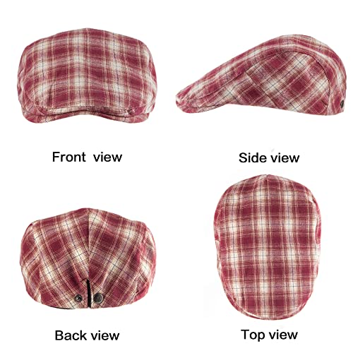 LADYBRO 2Pack Unisex Flat Cap Newsboy Hats for Men Women, Scally Cap Summer Hat for Golf