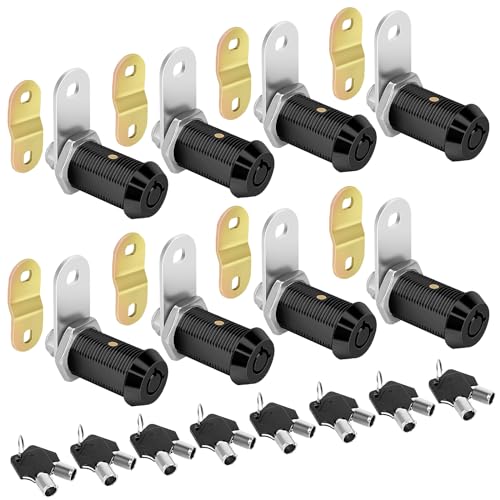 Image of Cam Locks RV Storage Lock Keyed Alike, Black Finish Cabinet Lock with keys1-1 /8 Cylinder RV Compartment, Camper, Trailer, Vending Machine Replacement Set with 16 Keys(8, Black 1-1 /8 Inch)