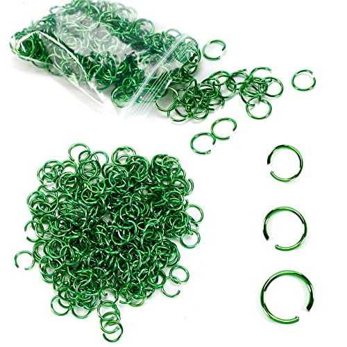 900Pcs O Ring Connectors Metal Open Jump Rings Set Stainless-Steel Jump Rings for Jewelry Making Connectors (Green 6, 8, 10mm)
