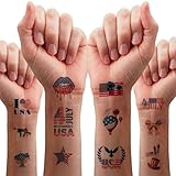 160PCS 4th of July Decorations Temporary Tattoo, Classic USA Patriotic Fourth of July Tattoo Sticker Party Favor Supply, US American Temp Tatoo Kid Adult Memorial Independence Day, 20-Sheet