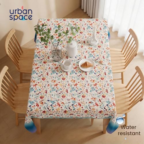 Image of Urban Space Polyester Table Cover for Dining 4 Seater,Water,Dust & Stain Resistant Rectangular Dining Table Cloth,Anti Skid Cover Cloth for Center Table,Home Decor(Skybloom Buttercream,52 inchx72 inch)