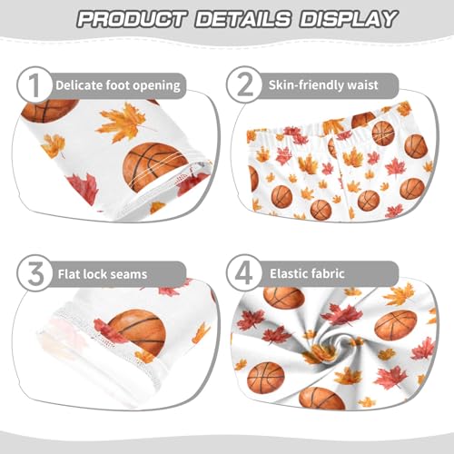 senya Girls Printed Leggings Yoga Pants Basketball Maple Leaf Pattern for Kids in 4t to 10 Years, 4T3