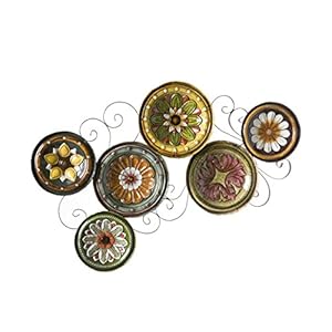 SEI Furniture Scattered Italian Plates Wall Art – Multicolored Floral Designs – Durable Metal, WS9435