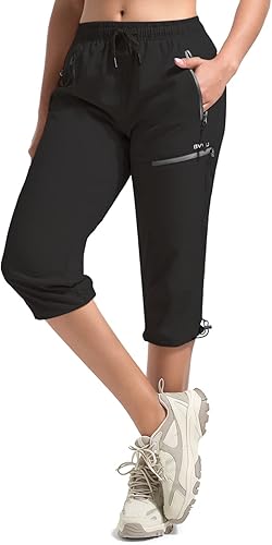 BVVU Pantalones cargo capri de senderismo para mujer, ligeros, de secado rápido, pantalones deportivos impermeables para exteriores, pantalones de