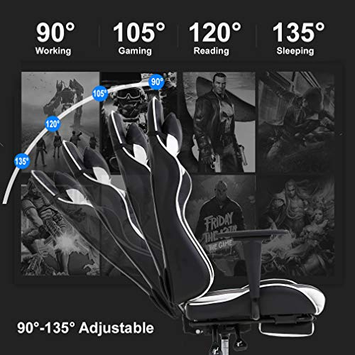 BestOffice PC Gaming Chair Office Chair Ergonomic Massage PU Leather Recliner Computer Chair with Lumbar Support Rolling Swivel Task Chair for Adults の商品画像 3