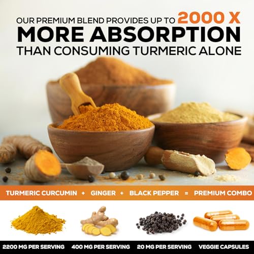 Nature'S Nutrition FETEGT1303 Turmeric Curcumin With Bioperine Black Pepper & Ginger 95% Standardized Curcuminoids 2600Mg - Max Absorption Joint & Antioxidant Support Supplement, Herbal Turmeric Pills thumb #3