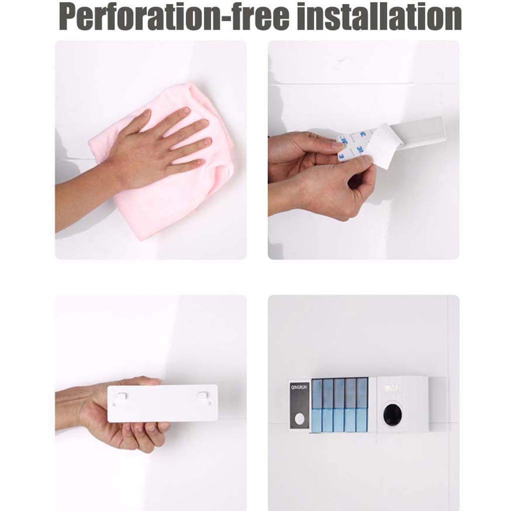 TJH Esterilizador de Cepillo de Dientes UV, Secado y esterilización Caja de Almacenamiento de Cepillo de Dientes Inteligente, Estante de Pasta de Dientes Multifuncional -Instalación sin Perforaciones
