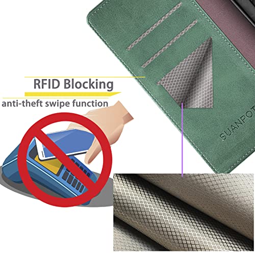 SUANPOT for Samsung Galaxy A13 5G/4G/A04/A04S 4G Wallet case with RFID Blocking Credit Card Holder,Flip Book PU Leather Protective Cover Women Men for Samsung A04S Phone case Sea Green