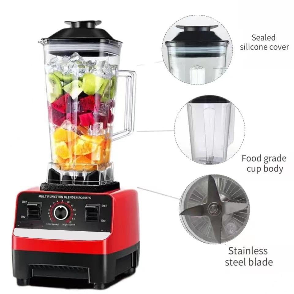 Blender Professionale Inox 2000 W - Mixeur Multifonzionale Con Velocità Regolabile, Pulizia Automatica, Contenitore In Vetro 2L Senza BPA Per Smoothie E Frutta (A)