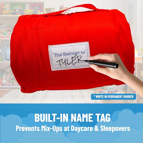 jay franco kids nap mat with embedded pillow amp blanket  soft 4634x2034 microfiber sleeping bag with name tag amp handle for school travel sleepover