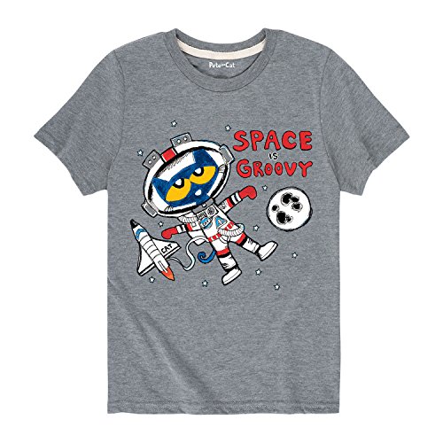 Instant Message - Pete The Cat - Space is Groovy - Youth Short Sleeve Graphic T-Shirt