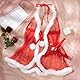 TINAYAUE Damen Sexy Nachthemd Weihnachten Mesh Pyjama Set Kurzes Unterwäsche-Set mit V-Ausschnitt Rückenfreies Neckholder Nachthemd mit Plüsch Glänzendes, leichtes Gewand mit G-String