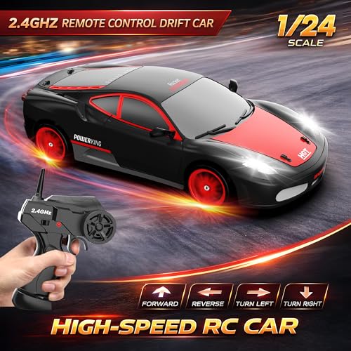 Image of Remote Control Car RC Drift Car 2.4GHz 1:24 Scale 4WD 15KM /H High Speed Model Vehicle with LED Lights Drifting Tire Racing Sport Toy Car for Adults Boys Girls Kids Gift 2Pcs