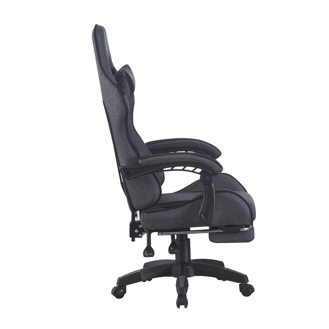 SHIITO | Silla Gaming Profesional | Ergonómica con Respaldo Reclinable de Tela Gris- Negro | Modelo CLAVIN - Y830 | 130 x 49 x 64