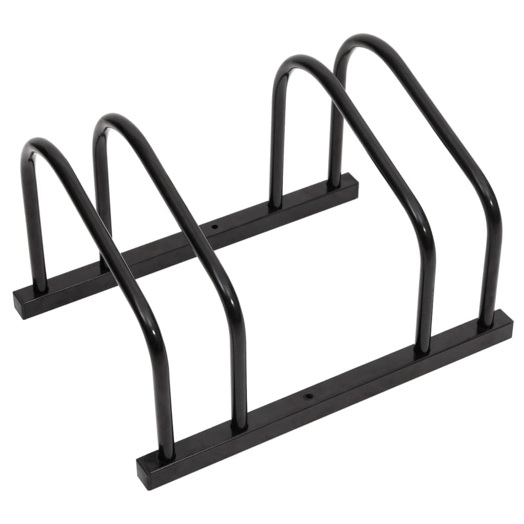 Vidaxl 2 Bike Rack - Black Steel - Floor Parking Organizer