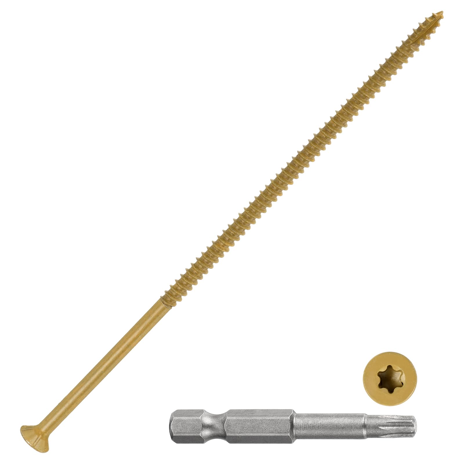 DTGN #10x6" Deck Screws - 30Pack - Good for Decks, Fences, Frames, Farms, Outdoor Furniture - Carbon Steel Wood Screws Epoxy Coated W/ T25 Torx Star Drive Bit - Tan โ image 1