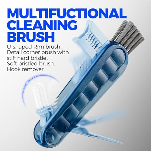 Image of Holikme 6 Pack 4 in 1 Cup Lid Cleaning Brush 3 Straws Bottle Brush,Navy | 4 in 1 Cup Lid Cleaning Brush Multifunctional Bottle Brush, Silicone Cup Lid Gap Cleaner, Bristle Crevice Cleaning Brush