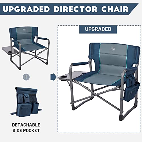 Timber Ridge Xxl Upgraded Oversized Directors Chairs With Foldable Side Table, Detachable Side Pocket, Heavy Duty Folding Camping Chair Up To 600 Lbs Weight Capacity (Brown) Ideal Gift #TOP4