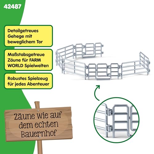 SCHLEICH Farm World | Weidezaun 42487 Bauernhof Zubehör Set mit 6 Zaunelementen & 2 Türen | passt zu Farm World Artikeln | Bauernhof Spielzeug für Kinder ab 3 Jahre | 10 Teile