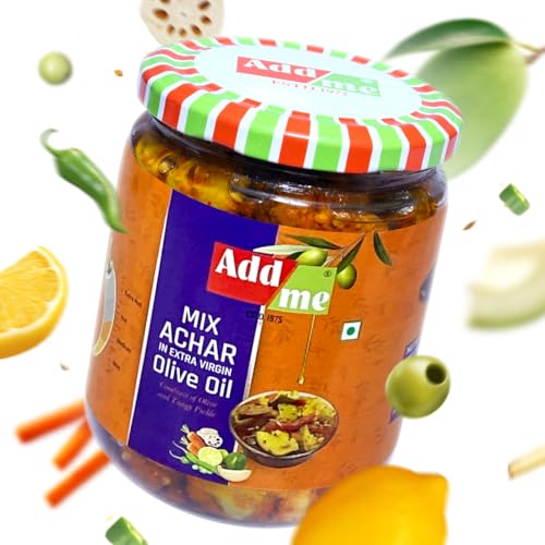 Add me Home Made Mixed Pickles in Olive oil 500gm in fresh Extra Virgin Mango Chilli Lemon Carrot ker Ginger karonda lasoda Fruit mix Achar pickle Glass Jar