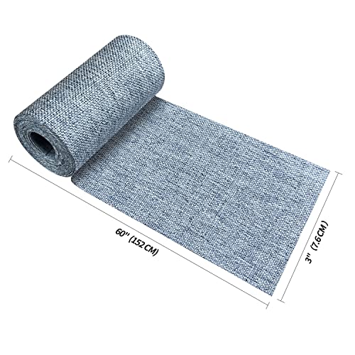 Image of King Mountain Premium Linen Fabric Iron-on Repair Patch, Inside&Outside, 3 inchx60 inch With Backing Glue, Decorative Kit (Blue Grey)