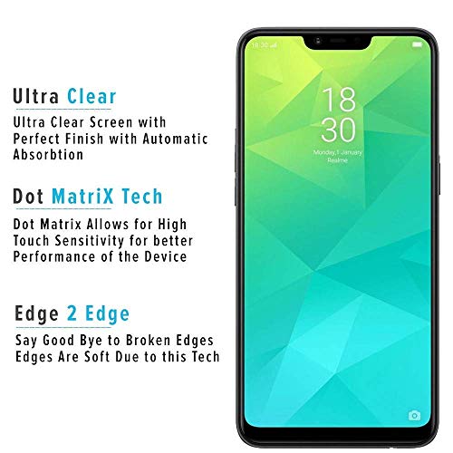 Image of Screen Protector for Realme 2 | C1 | Oppo A3s / A5 (2018) (Black) Tempered Glass Edge-to-Edge 6D Screen Guard With Installation Kit