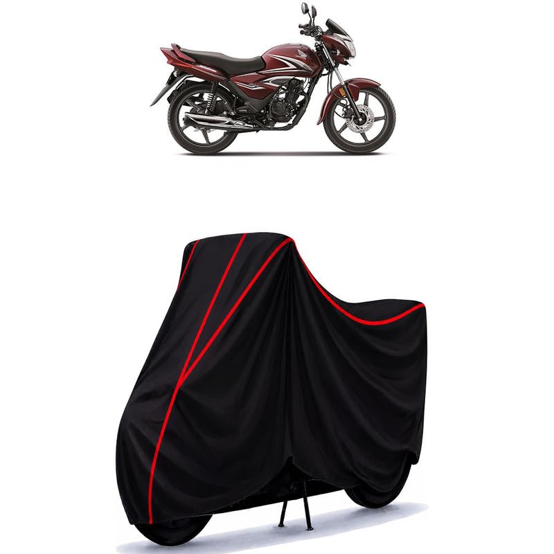 Image of CB Shine BS4 Water Resistant Bike Cover for All Motorcycles & Rain | Heavy Duty Taffeta Fabric | UV Protection, Dustproof, Scratchproof | All Weather Two Wheeler Body Cover with Elastic Bottom
