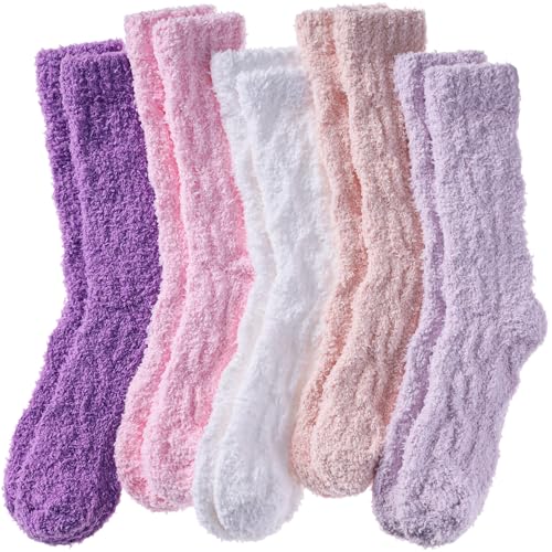 Image of Womens Fuzzy Socks Cozy Fluffy Slipper Soft Winter Warm Home Sleeping Christmas Socks