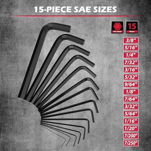 41-Piece Hex Key Allen Wrench Set, L Shape Hex and Torx Key Wrenches with Torque Handle | SAE(0.028"-3/8") | Metric(0.7mm-10mm) | Torx(T9-T50) in 3-Layer Storage Case, Heat Treated Cr-V Steel
