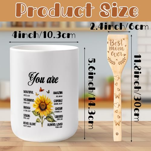CJiangpo-Mom-Cooking-Utensils-Set-Sunflower-Ceramic-Utensil-Holder-with-6-Wooden-Spoons-Spatulas-Set-Sunflower-Kitchen-Decor-Cooking-Tools-Kitchen-Gifts-for-Mom-Christmas-Christian-Gifts-for-Women