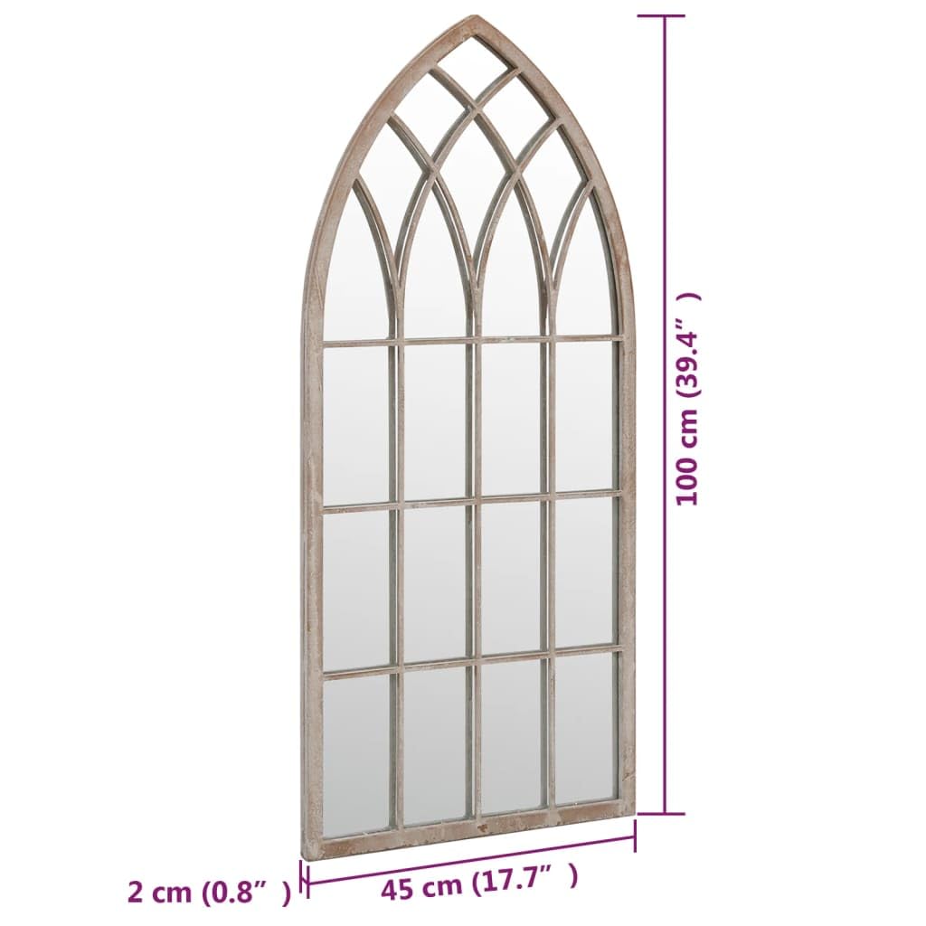 Gartenspiegel Sand 100x45 cm Eisen mit Rosteffekt, Wandspiegel für Außenbereich, dekorative Deko für Flur, Bad, Schlafzimmer, beleuchteter Kosmetikspiegel für Schmink und Rasur