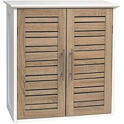 Estanteria Stockholm Mueble de baño Tendance Stockholm con Doble Puerta de Madera MDF, Color Blanco o Roble y tamaño de 52 x 22 x 53,5 cm