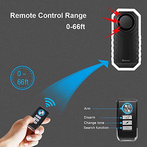 Wsdcam 2 Pack (Blue & Black) 113Db Bike Alarm Wireless Vibration Motion Sensor Waterproof Anti Theft Motorcycle Alarm With Remote thumb #5