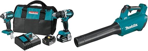 Makita XT269T 18V LXT Litio-Ion Brushless 2 Pc. Combo Kit, XPH12Z, XDT13Z, bolsa (5.0Ah) con soplador inalámbrico XBU03Z 18-Volt LXT Litio-Ion sin