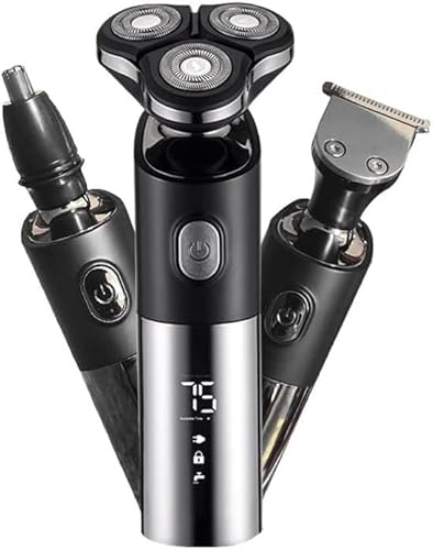 ALQPPM メンズ電動カミソリ 3ヘッド電気シェーバー 男性用 3D電気カミソリ 防水髭トリマーカッター 男性用シェービングマシン充電LEDディスプレイ