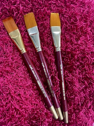Image of polo Synthetic Hair Flat Brushes 12 | Pack of 3 | Premium Fine Edge Paintbrush Set for Acrylic, Wate