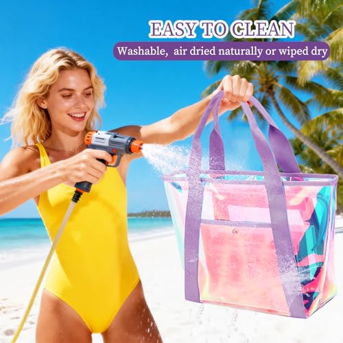 Image of Fammart Clear Bags 12x6x12 Stadium Approved, Jelly Tote Bag for Women with Zipper for Beach Sports Concerts Work
