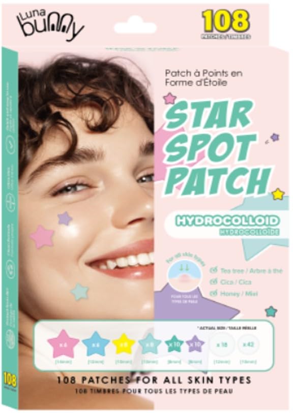 Luna Bunny Star Pimple Patches, 3 Pack – Hydrocolloid Acne Patches for Face, Korean Skincare Spot Treatment, Acne Dots, Blemish Patch, Acne Pads, Invisible Pimple Patch, 324 Count