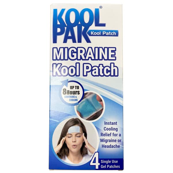 Migraine Cooling Patch – Pack of 4 Gel Sheets – Instant Migraine Relief and Headache Relief – Non-Medicinal Cooling Patches for Adults – Forehead Strips for Soothing Comfort – 8 Hour Cooling