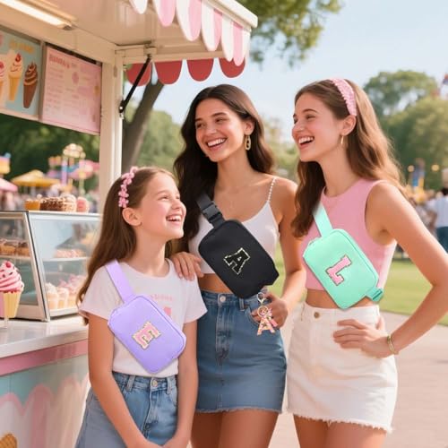 Image of Gifts Girls Teens Kids - Birthday Gifts for Women, Personalized Gifts for Mom Freind Sister Teacher, Graduation GiftsInitial Crossbody Bag Belt Bag for Women Mint Green L