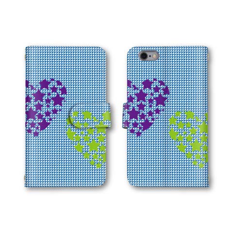 【ノーブランド品】 Xperia Z5 用 501SO 対応 スマホケース 手帳型 チェック柄 ハート チェック柄 5番 ブルー スマホカバー 501SO 対応 ケース