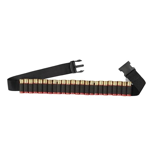 HUNTERS SPECIALTIES Adjustable Round Tactical Shotgun Shell Belt with Quick Release Buckle - Holds Up To 25 Shells Black