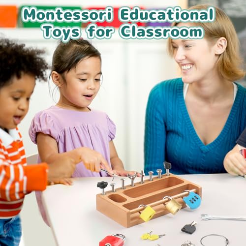 TOUHKAN Montessori Screwdriver Board Set Lock and Key Toys Kids Tools Nuts and Bolts Montessori Toys for 3 4 5 Year Old Learning Practical Life Materials Fine Motor Skills Occupational Therapy Games - Image 7