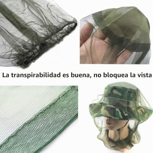 Miniatura 5 de Máscara De Mosquito,Gorro Mosquitera,Anti Mosquito Hat,Red De Cabeza De Mosquito,Máscara Cara Antimosquitos Bee Bug Insectos Gorro,Mosquitera De Cabeza Cubierta Malla,Colmenar Pesca