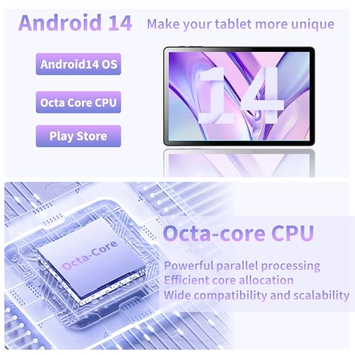 Image of Veidoo 10.1-Inch Tablet, 8 GB RAM 64GB ROM（Included 4GB Virtual Memory 1TB Expandable, Android 14 Tablets with Octa-Core Processor, WiFi 6, IPS HD Touchscreen, Dual Camera, Bluetooth 5.0, GPS