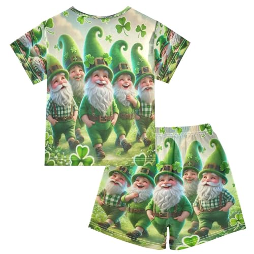 Gnomes St Patricks Pajama Set Short Sleeve Pajamas Shorts Sets Cotton PJS 2 Piece Clothes Set 5Y2
