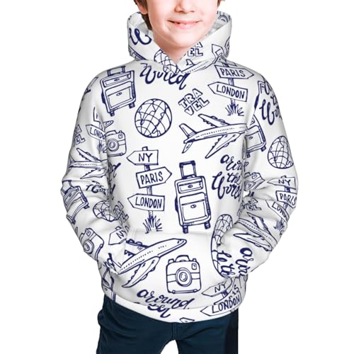 World Travel2 Kid Hoodies Boys Sweatshirts Girls Pullover with Pocket3